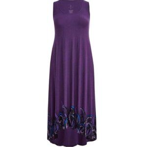 Sleeveless Purple Maxi Dress with Decorative Hem